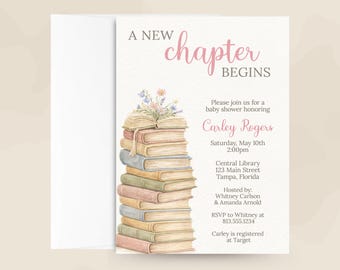 A New Chapter Baby Shower Invitation, Storybook Invite with Matching Shower Cards