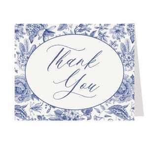 Something Blue Before I do Thank You Cards, Bridal Shower, Victorian, Vintage, Flowers,  Blue, White, Wedding, Folded Notes Blank Inside