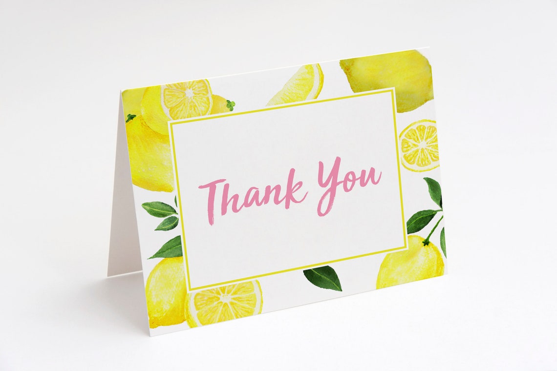 Lemon Thank You Cards Lemonade Thank You Notes Baby Shower Etsy