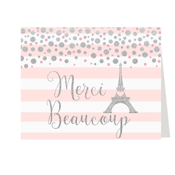 French Thank You Cards Parisian Paris Merci Eiffel Tower Etsy