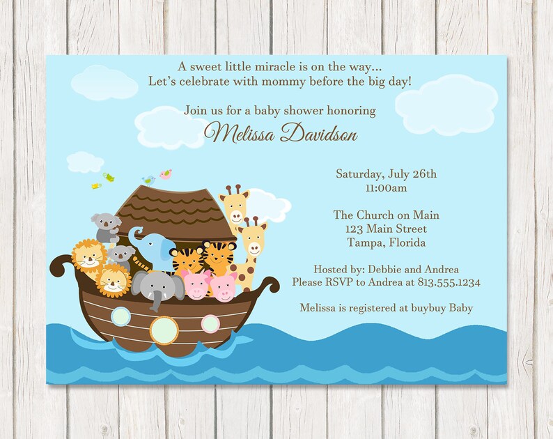Noahs Ark Baby Shower Invitation Miracle Religious Gender - Etsy