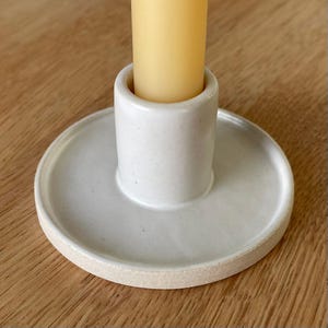 Hand-Thrown Stoneware Candle Holder – White Glaze – Minimal Ceramic Decor