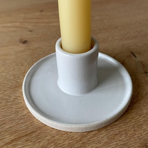 Hand-Thrown Stoneware Candle Holder – White Glaze – Minimal Ceramic Decor