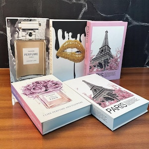 Luxury Rose Perfume Decorative Book Storage Box | Fashion Magazine Home Decor | Coffee Table Books | Secret Storage Prop | Bedroom Aesthetic