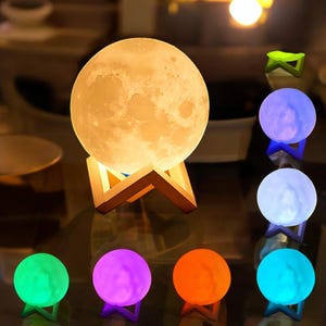 Moon Lamp - 3D LED Table Lamp for Home Decor & Unique Gift Idea, Night Light for Bedrooms, Kids Room, Relaxation