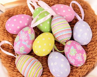 Foam Easter Eggs - 12pcs Colorful Bunny & Bird Hanging Ornaments for DIY Kids Crafts, Happy Easter Party Decorations, Easter Decor