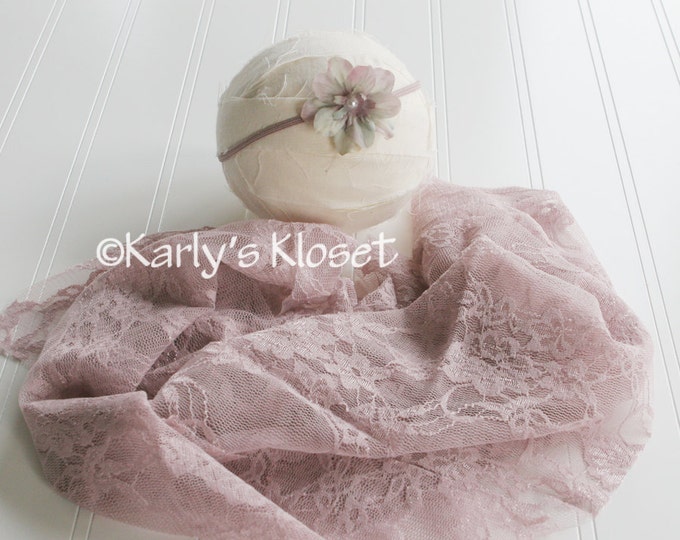 Baby Girl Wrap Prop Light Mauve Newborn Lace Wrap Newborn Etsy