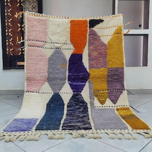 Custom Moroccan Colorful Rug, Colorful beni ourain rug, tapis berber, rug for living room, colorful moroccan rug, handmade azilal rug,