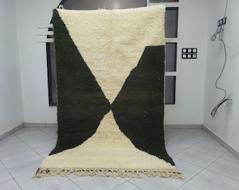 Handmade Green Moroccan Berber Rug: Woolen Bohemian Decor,Moroccan Wool Rug, Handwoven Wool Moroccan Rug,Bohemian Home Accent