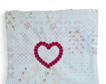 Patchwork Pattern and Heart Embroidery Kindle Case Sleeve | Valentine's Day | Bookish | Booktok | Gifts for Her