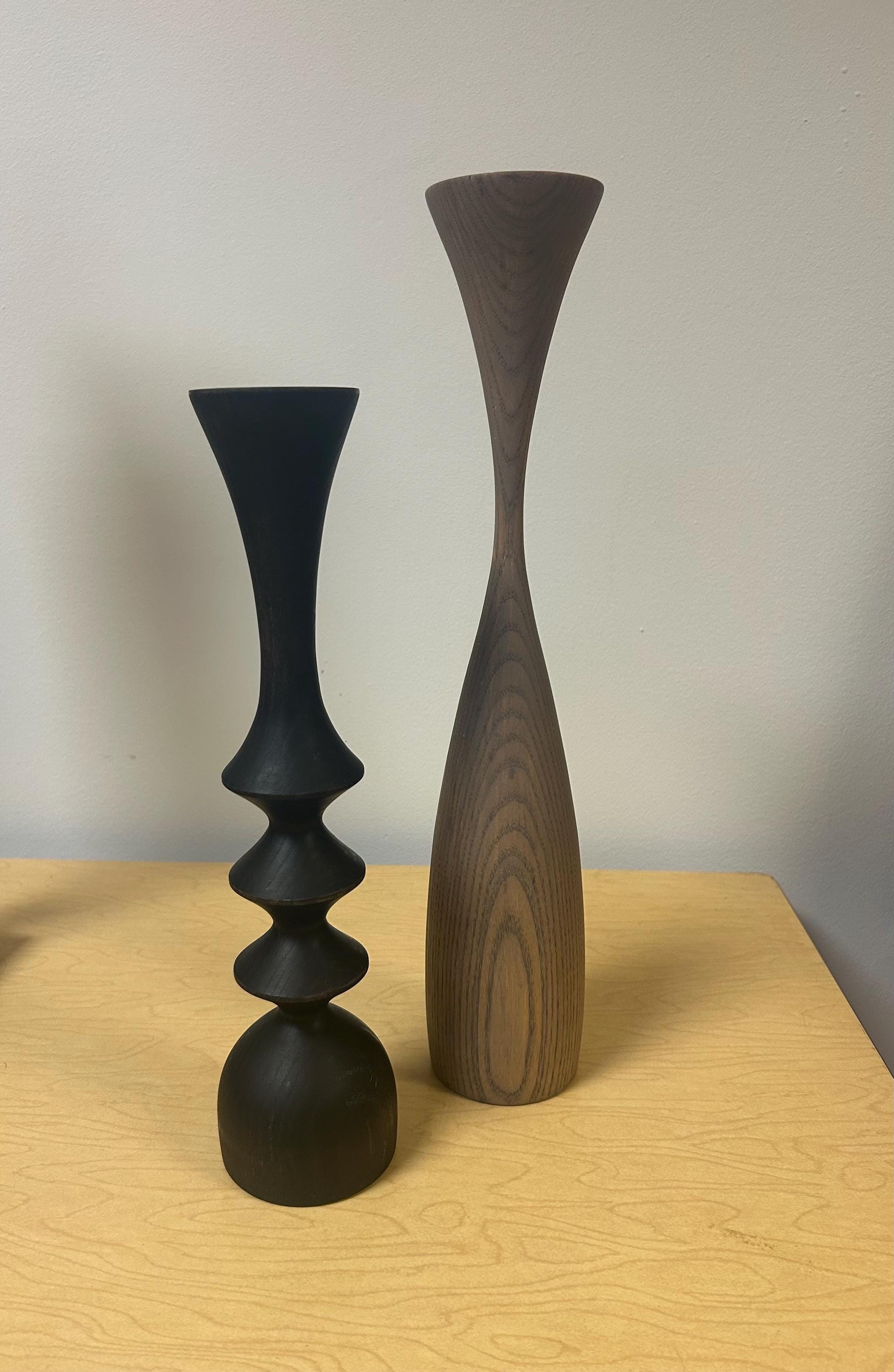 Vintage wooden candlestick holders