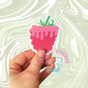 Sticker scintillant en vinyle framboise - idéal pour un ordinateur portable, un Kindle, des agendas et plus encore.