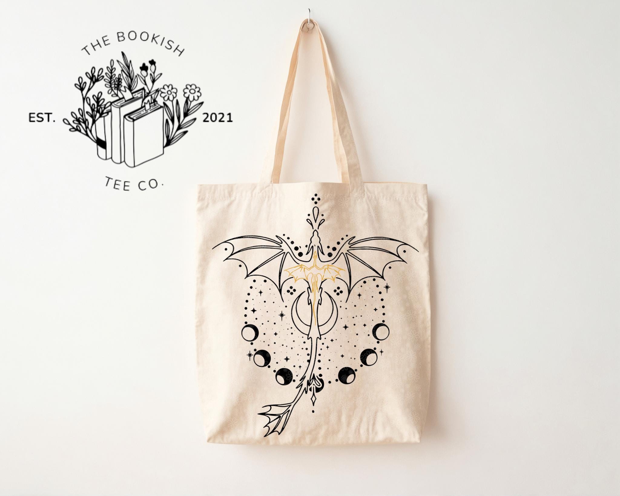 Dragon Rider Tote Bag Bookish Lover Gift Eco-Friendly Canvas Large Violet Sorrengail Dragon Rider Tote Bag - Dark Romance  main image 3