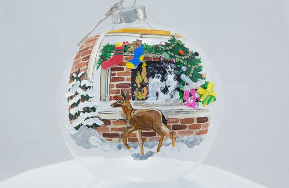 Hand Painted Ornament-deer by Window-item 2044 | Etsy