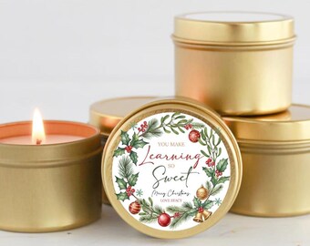 Handmade Beeswax Candle Sets: Holiday Teacher Gifts, Winter Scents