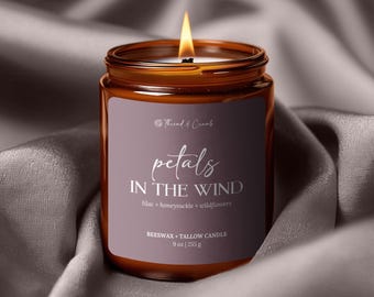 Petals in the Wind Candle | 9 oz Beeswax + Tallow | Lilac + Honeysuckle | Handmade in Iowa
