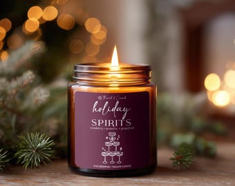 Holiday Spirits Candle: Cranberry Prosecco, Grapefruit - Beeswax Tallow Blend