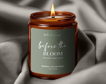 Before the Bloom Candle | 9 oz Beeswax + Tallow | Moss + Amber | Handmade in Iowa