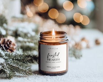 Frosted Hearth Candle | 9 oz Beeswax + Tallow | Peppermint + Vanilla | Handmade in Iowa