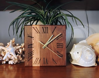 Vintage Bombay Company Mantle Clock Cherry Wood Camel Hump Japan
