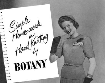 Botany Pattern of the Month #1411, Women's Classic Two Piece  Dragon Motif Dress in Knitting - November, 1950 (PDF eBook Digital Download)