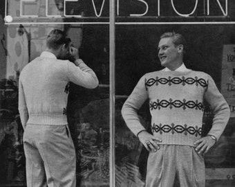 Botany Pattern of the Month #1408, Stylish Knitting Pattern for Men's Pullover Sweater - August, 1950 (PDF eBook Digital Download)