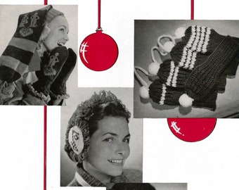 Botany Pattern of the Month #1310, Christmas Gifts, Golf Club Covers, Mittens, Hat in Knitting  - October, 1949 (PDF eBook Digital Download)