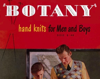 Botany #12 c.1948 Mid Century 1940's Knitting Patterns for Men's Sweaters, Vests, Cardigans (PDF eBook)
