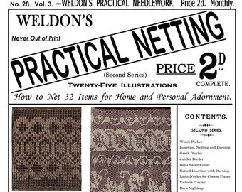 Weldon's 2D #28 c.1887 - Practical Netting (PDF E Book - Digital Download)