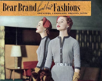 Bear Brand & Bucilla  #346 c.1953 (PDF - EBook - Digital Download) Vintage Knitting Patterns for Sweaters, Cardigans, Dresses and Suits