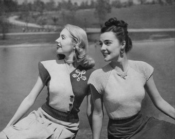 Botany Pattern of the Month #905, Stylish Cap Sleeve Blouses in Knitting for Ladies - May, 1945 (PDF eBook Digital Download)