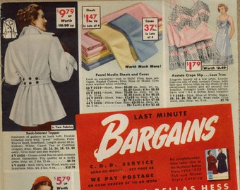 Vintage Catalog Bellas Hess c.1952 Fall & Winter Bargain Catalog, Fashions for Family and Sundries for Home  (PDF  EBook - Digital Download)