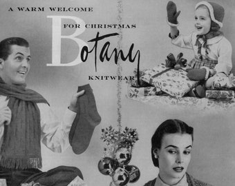 Botany Pattern of the Month #1510, Christmas Gifts Hat, Mittens, Shawl, Scarf & More in Knitting  October, 1951 (PDF eBook Digital Download)