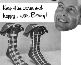 Botany Pattern of the Month #1611, Knitting Patterns Men's Accessories, Socks, Mittens & Scarf - November, 1952 (PDF eBook Digital Download)