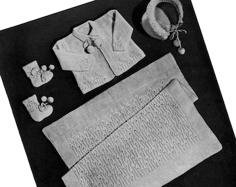 Botany Pattern of the Month #1103, Infant's Sweater, Bonnet, Booties & Blanket in Knitting - March, 1947 (PDF eBook Digital Download)