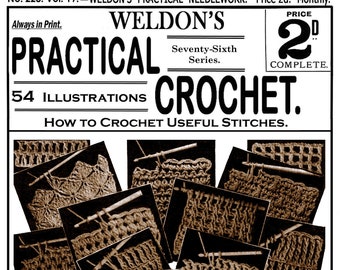 Weldon's 2D #228 c.1903 - How to Crochet Useful Stitches (PDF - EBook  Digital Download)