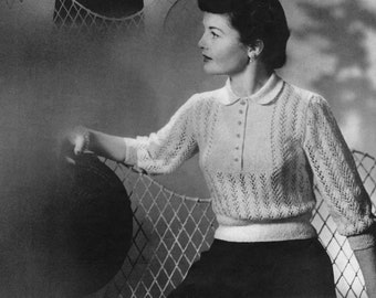 Botany Pattern of the Month #1206, Lovely Knitting Patterns Lacy Blouse for a Lady - June, 1948 (PDF eBook Digital Download)