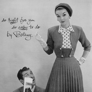 Botany Pattern of the Month #1701, Women&#39;s Flattering Three-Piece Travelling Dress in Knitting - January, 1953 (PDF eBook Digital Download)