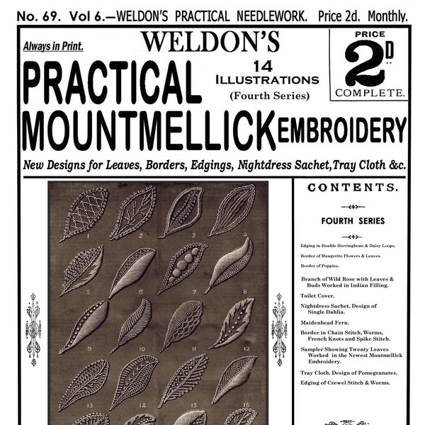 Weldon's 2D #69 c.1890 - Practical Mountmellick Embroidery (Fourth Book) (PDF - EBook - Digital Download)