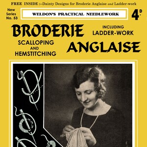 Weldon&#39;s 4D #53 .1931 Broderie Anglaise Instructions for Ladder Work & Scalloping  (PDF E-Book Digital Download)