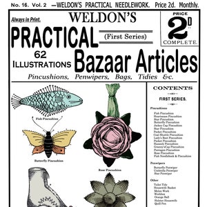 Weldon's 2D #16, c.1886 Practical Bazaar Articles, Pincushions and Other Novelties (PDF, EBook, Digital Download)