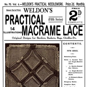 Weldon&#39;s 2D #70 c.1890 - Practical Macrame Lace (PDF - EBook - Digital Download)
