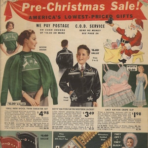 Vintage Catalog - Bellas Hess c.1950 Pre Christmas Sale Catalog, Fashions and Sundries for Everyone (PDF  EBook - Digital Download)