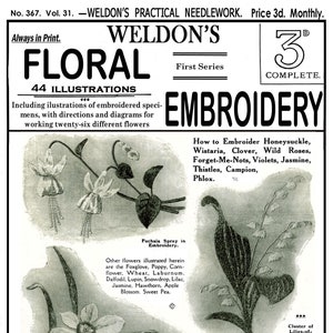 Weldon&#39;s 2D #367 c.1915 - Floral Embroidery, How to Embroider Pretty Flowers (PDF - EBook - Digital Download)