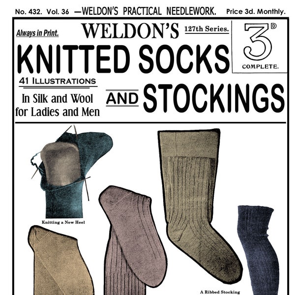 Weldon's 2D #432 c.1920 - Practical Knitter Socks & Stockings (PDF Ebook - Digital Download)