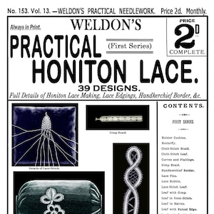 Weldon&#39;s 2D #153 c.1897 - Praktische Honiton-Spitze - Kissen-Spitze (PDF - EBook - Digital Download)