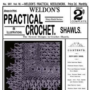 Weldon&#39;s 2D #207 c.1902 - Practical Crochet Shawls (PDF - EBook  Digital Download)