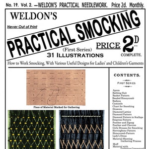 Weldon&#39;s 2D #19 c.1886 (PDF - EBook - Descarga digital) Practical Smocking (Primera Serie)
