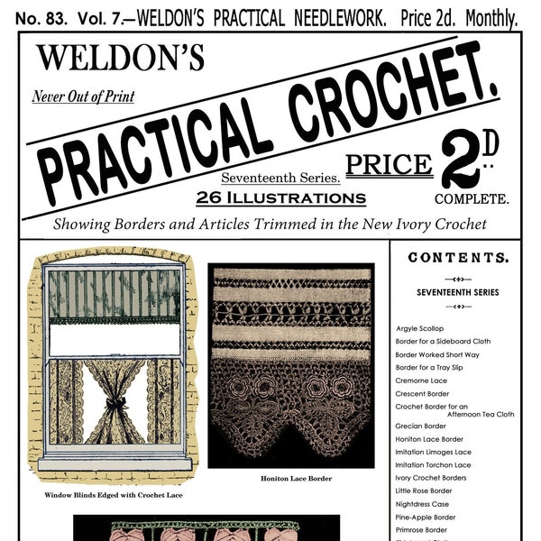 Weldon's 2D #83 c.1891 - Practical Crochet, Borders and Trimmings for Home Decor (PDF - EBook - Digital Download)