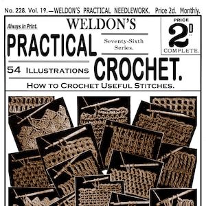 Weldon&#39;s 2D #228 c.1903 - How to Crochet Useful Stitches (PDF - EBook  Digital Download)